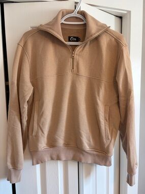 ZYIA Half-Zip Pullover Sweater - Tan